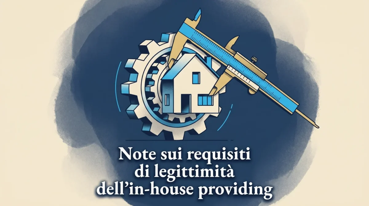 Illustrazione di un ingranaggio-casa misurato da un calibro sui requisiti di legittimità dell'in-house providing.