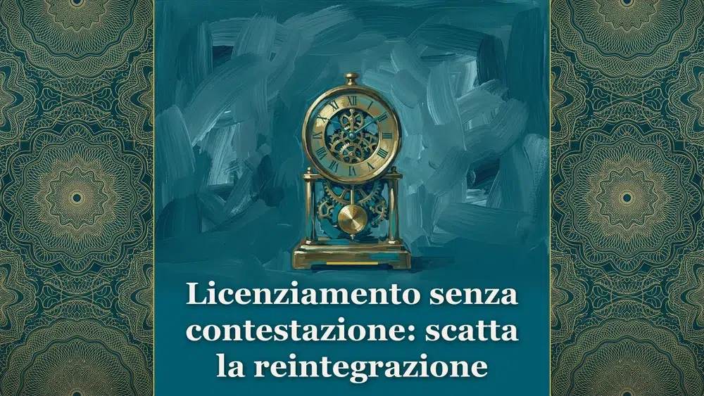 Illustrazione concettuale del licenziamento disciplinare senza contestazione scritta e della reintegrazione nel posto di lavoro secondo la Cassazione n. 24378/2026