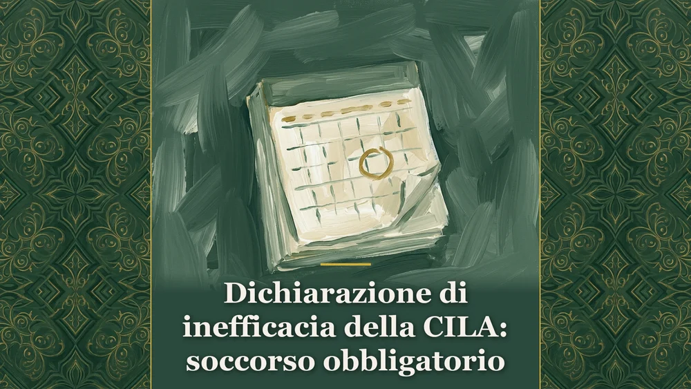 Illustrazione su dichiarazione di inefficacia della CILA con calendario dipinto su fondo verde eucalipto