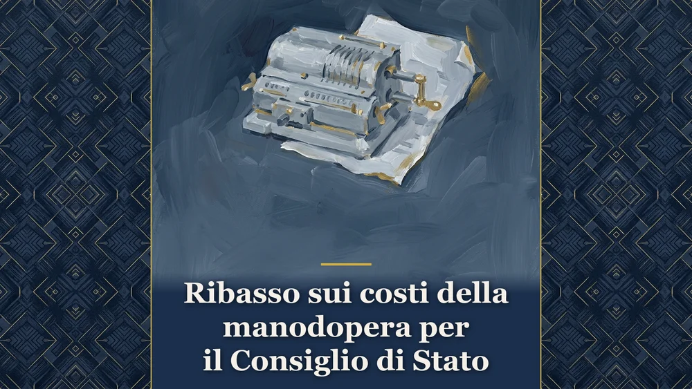 Illustrazione editoriale sul ribasso dei costi della manodopera negli appalti pubblici e la decisione del Consiglio di Stato.