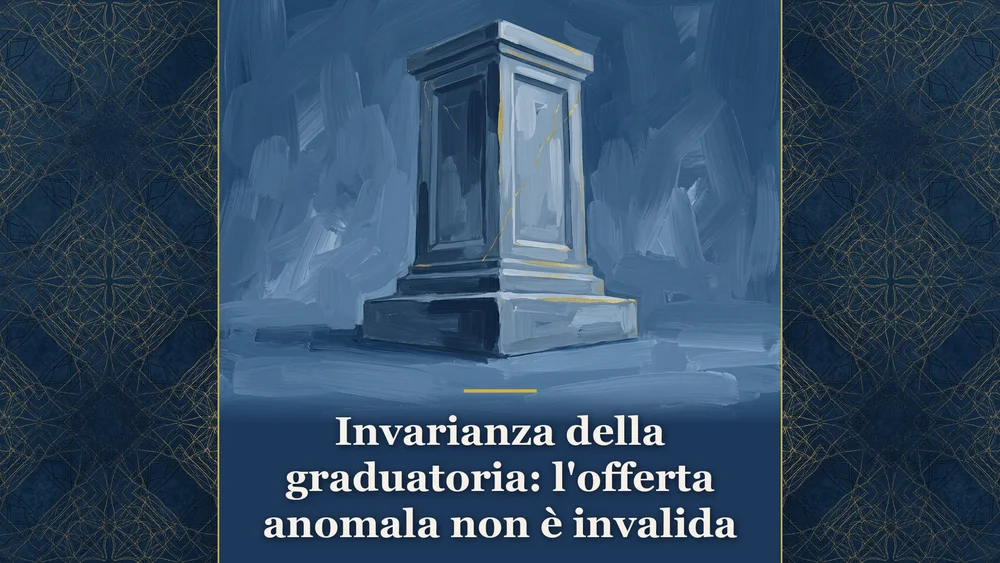 Illustrazione editoriale sul principio di invarianza della graduatoria e la verifica di anomalia dell'offerta negli appalti pubblici