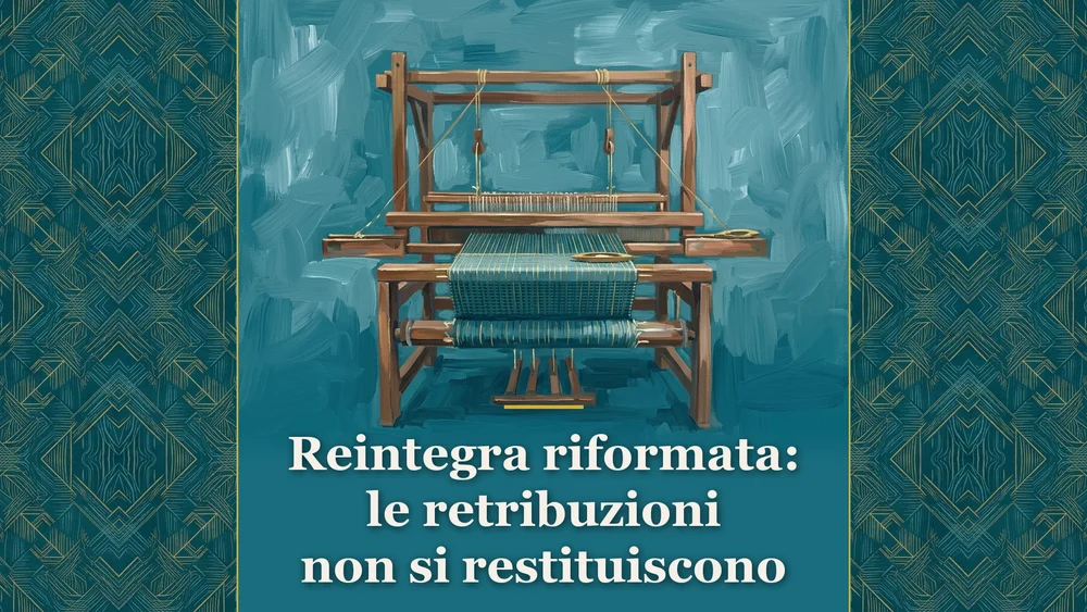 Illustrazione sul tema della ripetibilità delle retribuzioni dopo la reintegra con telaio e trama per Metodo Giuridico