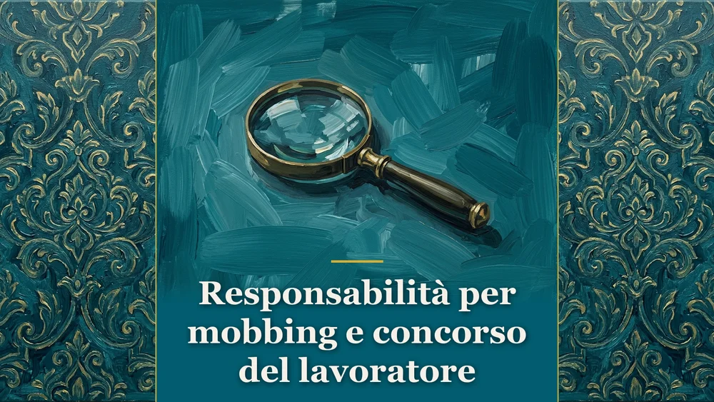 Illustrazione concettuale su responsabilità per mobbing e concorso del lavoratore ex art. 1227 c.c.