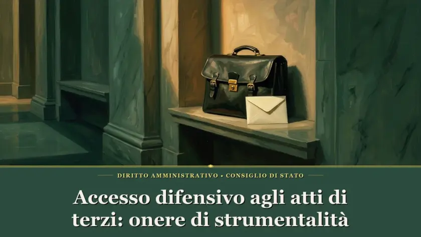 Valigetta ventiquattrore in cuoio e busta chiusa illuminate da luce radente in tema di accesso difensivo agli atti di terzi secondo il Consiglio di Stato n. 2608/2026