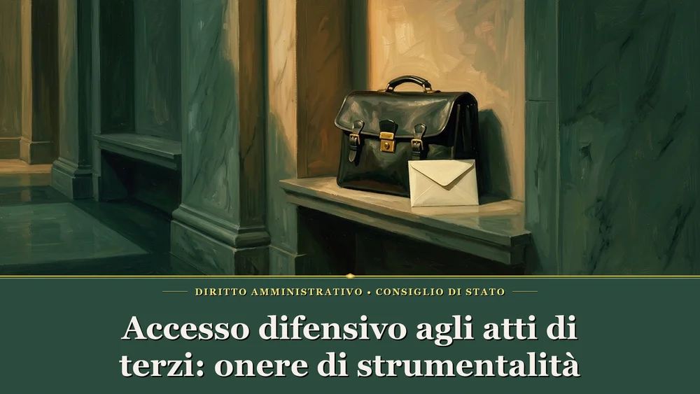 Valigetta ventiquattrore in cuoio e busta chiusa illuminate da luce radente in tema di accesso difensivo agli atti di terzi secondo il Consiglio di Stato n. 2608/2026