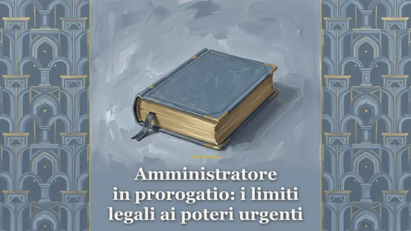 Un libro mastro dei verbali condominiali dipinto a gouache su fondo carta da zucchero con dettagli dorati