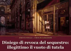 Illustrazione sul tema del diniego di revoca del sequestro di prevenzione, raffigurante un'azienda con sigilli giudiziari, per l'articolo della Consulta