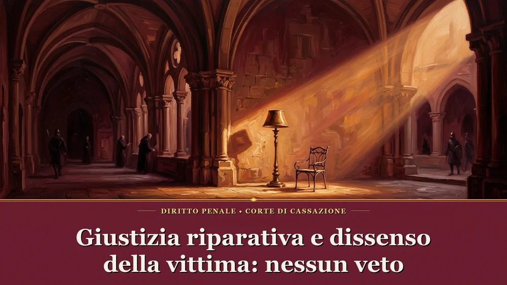 Illustrazione sul tema della giustizia riparativa, raffigurante uno spazio di ascolto e mediazione, per l'articolo della Cassazione
