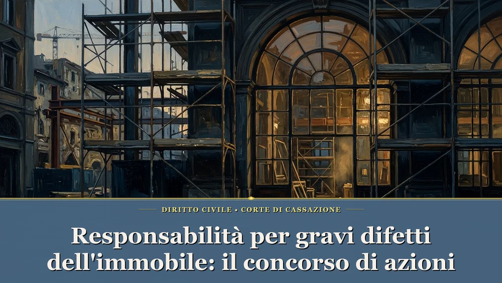 Responsabilità per gravi difetti dell'immobile e azione aquiliana: cantiere con finestra ad arco in stile Edward Hopper