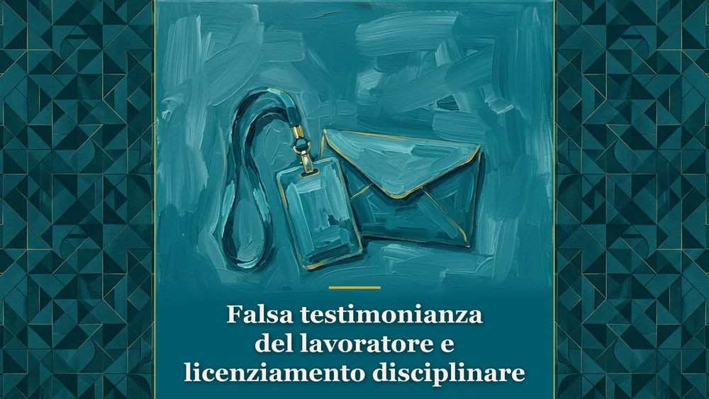Illustrazione concettuale sulla falsa testimonianza del lavoratore e licenziamento disciplinare secondo Cassazione Civile n. 25687/2026