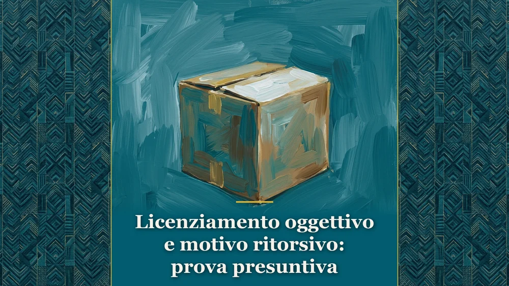 Dipinto editoriale raffigurante uno scatolone di cartone da trasloco ufficio, a commento della pronuncia della Cassazione sul licenziamento oggettivo ritorsivo