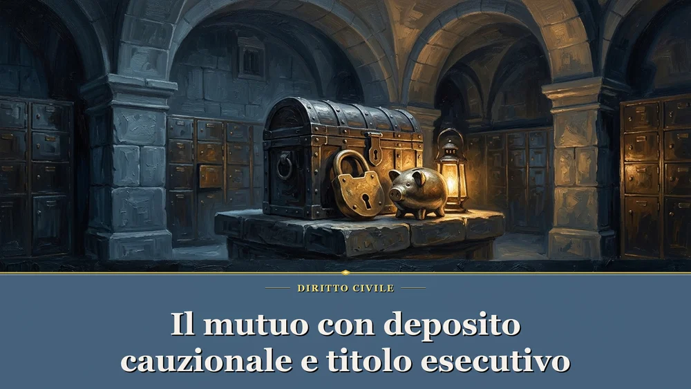 Pittura in stile Hopper raffigurante un forziere d'epoca con lucchetto in un caveau bancario per l'articolo sul mutuo con deposito cauzionale e titolo esecutivo.