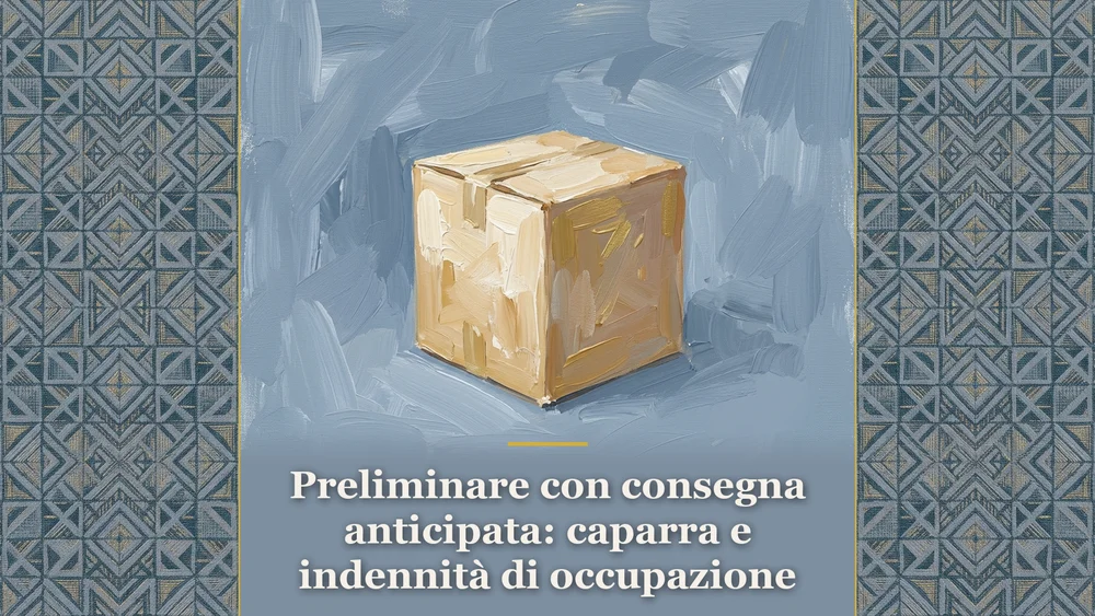 Dipinto editoriale raffigurante uno scatolone da trasloco, a commento della sentenza della Cassazione Civile sulla consegna anticipata nel preliminare