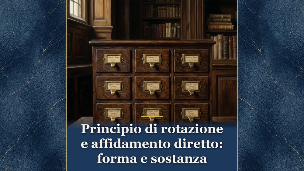 Uno schedario d'archivio in legno antico con tiretti in metallo per la catalogazione dei fornitori negli appalti pubblici.