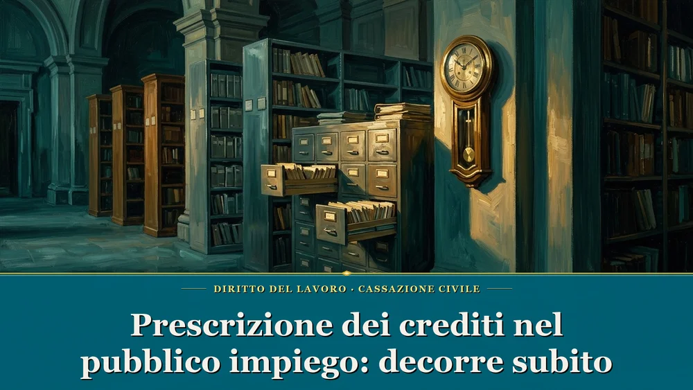 Prescrizione dei crediti nel pubblico impiego — Schedario dell'archivio contratti e orologio nella prescrizione crediti del pubblico impiego