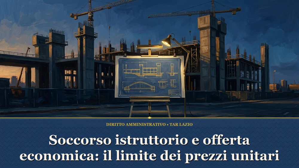 Pittura narrativa sul soccorso istruttorio con cantiere di opere pubbliche e progetto tecnico per TAR Lazio n. 513/2026